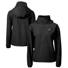 Buffalo Bills Cutter & Buck Women's Charter Eco Recycled Half-Zip Hoodie Anorak Jacket Black