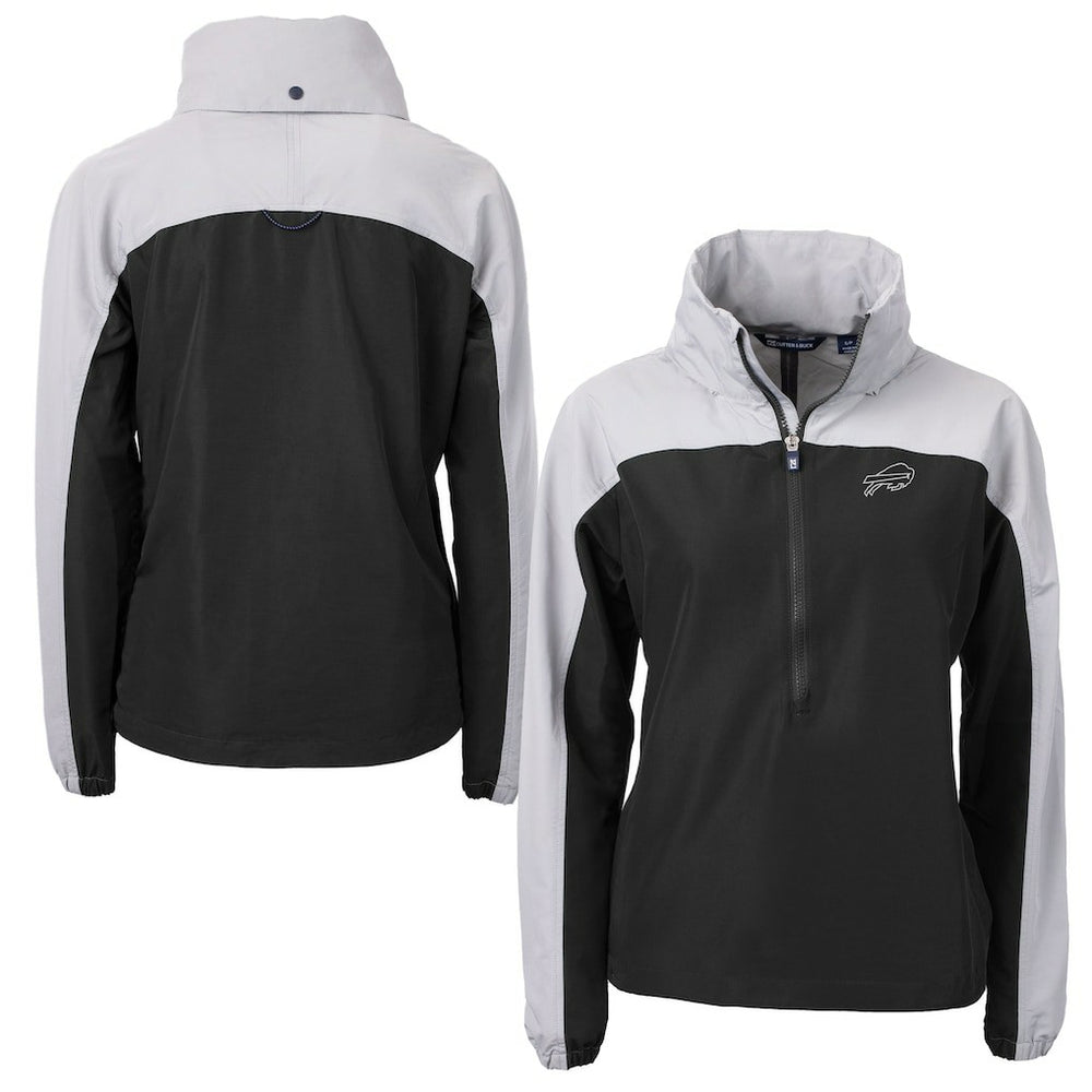 Buffalo Bills Cutter & Buck Women's Charter Eco Recycled Half-Zip Hoodie Anorak Jacket Black
