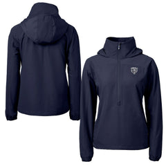 Chicago Bears Cutter & Buck Women's Charter Eco Recycled Half-Zip Hoodie Anorak Jacket Navy