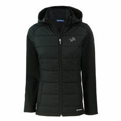 Detroit Lions Cutter & Buck Women's Evoke Hybrid Eco Softshell Recycled Full-Zip Hoodie Jacket Black