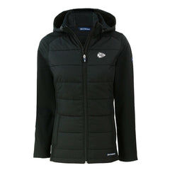 Kansas City Chiefs Cutter & Buck Women's Evoke Hybrid Eco Softshell Recycled Full-Zip Hoodie Jacket Black