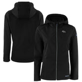 Denver Broncos Cutter & Buck Women's Evoke Eco Softshell Recycled Full-Zip Hoodie Jacket Black
