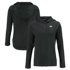 Washington Commanders Cutter & Buck Women's Coastline Epic Comfort Eco Recycled Long Sleeve Hoodie T-Shirt Black