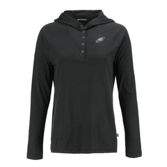 Philadelphia Eagles Cutter & Buck Women's Coastline Epic Comfort Eco Recycled Long Sleeve Hoodie T-Shirt Black