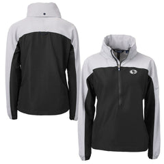 San Francisco 49ers Cutter & Buck Women's Charter Eco Recycled Half-Zip Hoodie Anorak Jacket Black/Gray