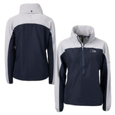 Seattle Seahawks Cutter & Buck Women's Charter Eco Recycled Half-Zip Hoodie Anorak Jacket College Navy