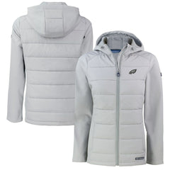 Philadelphia Eagles Cutter & Buck Women's Evoke Hybrid Eco Softshell Recycled Full-Zip Hoodie Jacket Gray