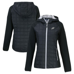 Philadelphia Eagles Cutter & Buck Women's Rainier PrimaLoft Eco Hybrid Full-Zip Hoodie Jacket Black
