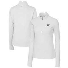 Washington Commanders Cutter & Buck Women's Traverse Stretch DryTec Quarter-Zip Top White