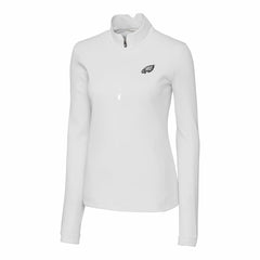 Philadelphia Eagles Cutter & Buck Women's Traverse Stretch DryTec Quarter-Zip Top White