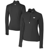 Washington Commanders Cutter & Buck Women's Traverse Stretch DryTec Quarter-Zip Top Black