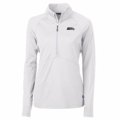 Seattle Seahawks Cutter & Buck Women's Adapt Eco Knit Stretch Recycled Raglan Half-Zip Top White