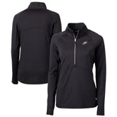 Philadelphia Eagles Cutter & Buck Women's Adapt Eco Knit Stretch Recycled Raglan Half-Zip Top Black