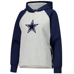 Dallas Cowboys DKNY Sport Women's Joy Cropped Raglan Pullover Hoodie - Gray/Navy