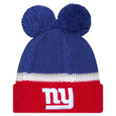 New York Giants New Era Women's Double Bubble Cuffed Knit Hat with Poms Royal