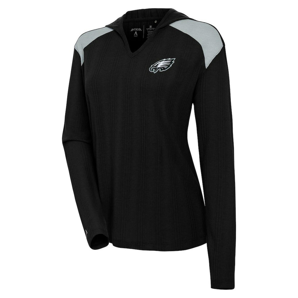 Philadelphia Eagles Antigua Women's Opulent Long Sleeve Hoodie T-Shirt Black