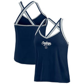 Dallas Cowboys WEAR by Erin Andrews Women's Cross Strap Tri-Blend Tank Top Navy