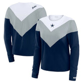 Dallas Cowboys WEAR by Erin Andrews Women's Plus Size Chevron Tri-Blend Long Sleeve T-Shirt Navy