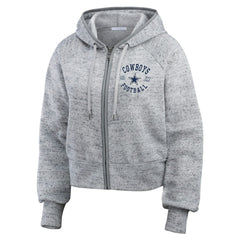 Dallas Cowboys WEAR by Erin Andrews Women's Speckled Fleece Cropped Full-Zip Hoodie Heather Gray