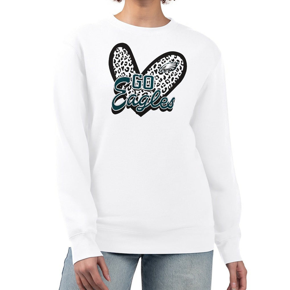 Philadelphia Eagles G-III 4Her by Carl Banks Women's Leopard Heart Pullover Sweatshirt White