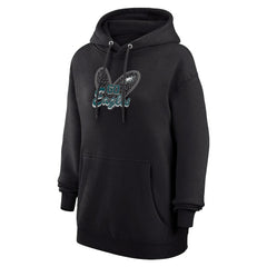 Philadelphia Eagles G-III 4Her by Carl Banks Women's Animal Print Heart Team Graphic Fleece Tri-Blend Pullover Hoodie Black