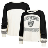 Las Vegas Raiders '47 Women's Double Header Curve Raglan Long Sleeve Crop Top Cream