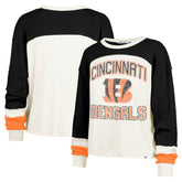 Cincinnati Bengals '47 Women's Double Header Curve Raglan Long Sleeve Crop Top Cream