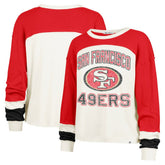 San Francisco 49ers '47 Women's Double Header Curve Raglan Long Sleeve Crop Top Cream