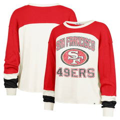 San Francisco 49ers '47 Women's Double Header Curve Raglan Long Sleeve Crop Top Cream