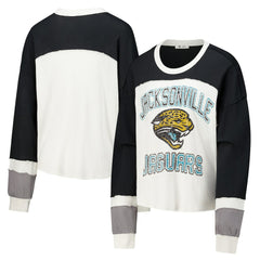Jacksonville Jaguars '47 Women's Double Header Curve Raglan Long Sleeve Crop Top Cream
