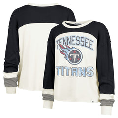 Tennessee Titans '47 Women's Double Header Curve Raglan Long Sleeve Crop Top Cream
