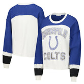 Indianapolis Colts '47 Women's Double Header Curve Raglan Long Sleeve Crop Top Cream