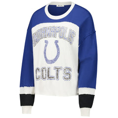 Indianapolis Colts '47 Women's Double Header Curve Raglan Long Sleeve Crop Top Cream