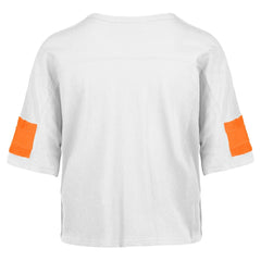Miami Dolphins '47 Women's Double Header Scout Cropped V-Neck T-Shirt White