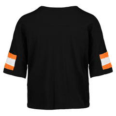 Cincinnati Bengals '47 Women's Double Header Scout Cropped V-Neck T-Shirt Black