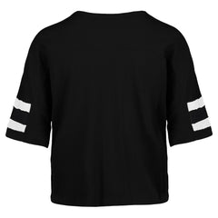 New York Jets '47 Women's Double Header Scout Cropped V-Neck T-Shirt Black