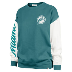 Miami Dolphins '47 Women's Double Header Rise Andie Pullover Sweatshirt Aqua