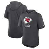 Kansas City Chiefs Tri-Blend Performance Hoodie T-Shirt Anthracite