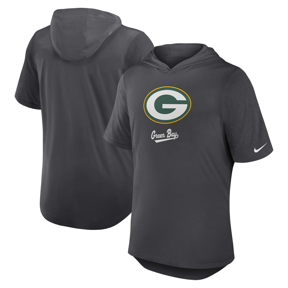 Green Bay Packers Tri-Blend Performance Hoodie T-Shirt Anthracite