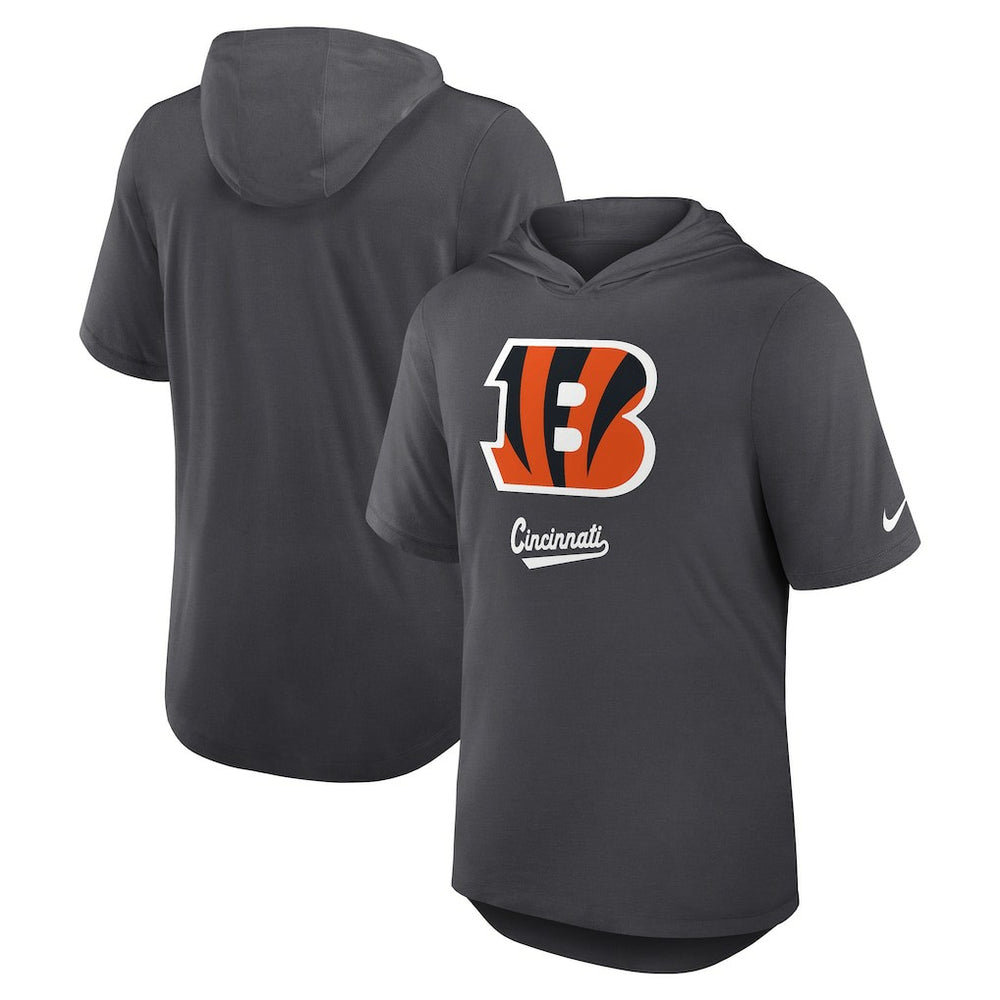 Cincinnati Bengals Tri-Blend Performance Hoodie T-Shirt Anthracite