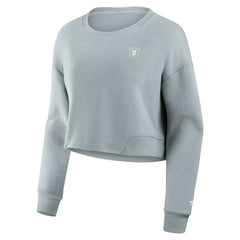 Las Vegas Raiders Women's Studio Tri-Blend Cropped Pullover Sweatshirt Gray