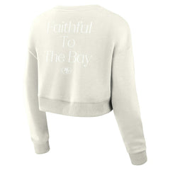 San Francisco 49ers Women's Studio Tri-Blend Cropped Pullover Sweatshirt Cream