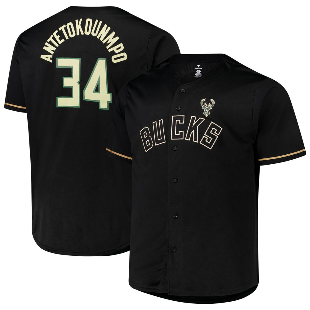 NBA Giannis Antetokounmpo Milwaukee Bucks Profile Big & Tall Name & Number Button-Up Jersey - Black online