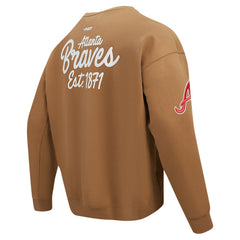 Atlanta Braves Pro Standard Paint The City Dropped Shoulder Pullover Sweatshirt - Brown Pullover