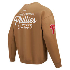 Philadelphia Phillies Pro Standard Paint The City Dropped Shoulder Pullover Sweatshirt - Brown Pullover