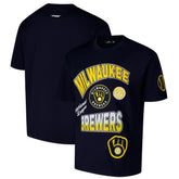 Milwaukee Brewers Pro Standard Turn It Up Dropped Shoulder T-Shirt - Navy T-shirts