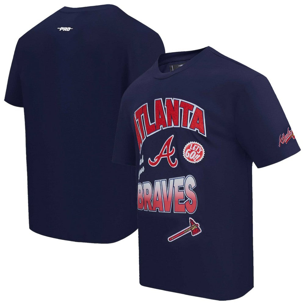 Atlanta Braves Pro Standard Turn It Up Dropped Shoulder T-Shirt - Navy T-shirts