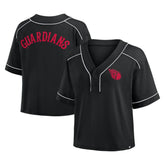 Cleveland Guardians Fanatics Women's Oversized Champ Game Cropped V-Neck T-Shirt - Black T-shirts