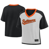 Baltimore Orioles Fanatics Oversized Race To Win V-Neck T-Shirt - Black/Graphite T-shirts