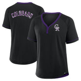 Colorado Rockies Fanatics Women's League Diva Star Raglan V-Neck T-Shirt - Black T-shirts